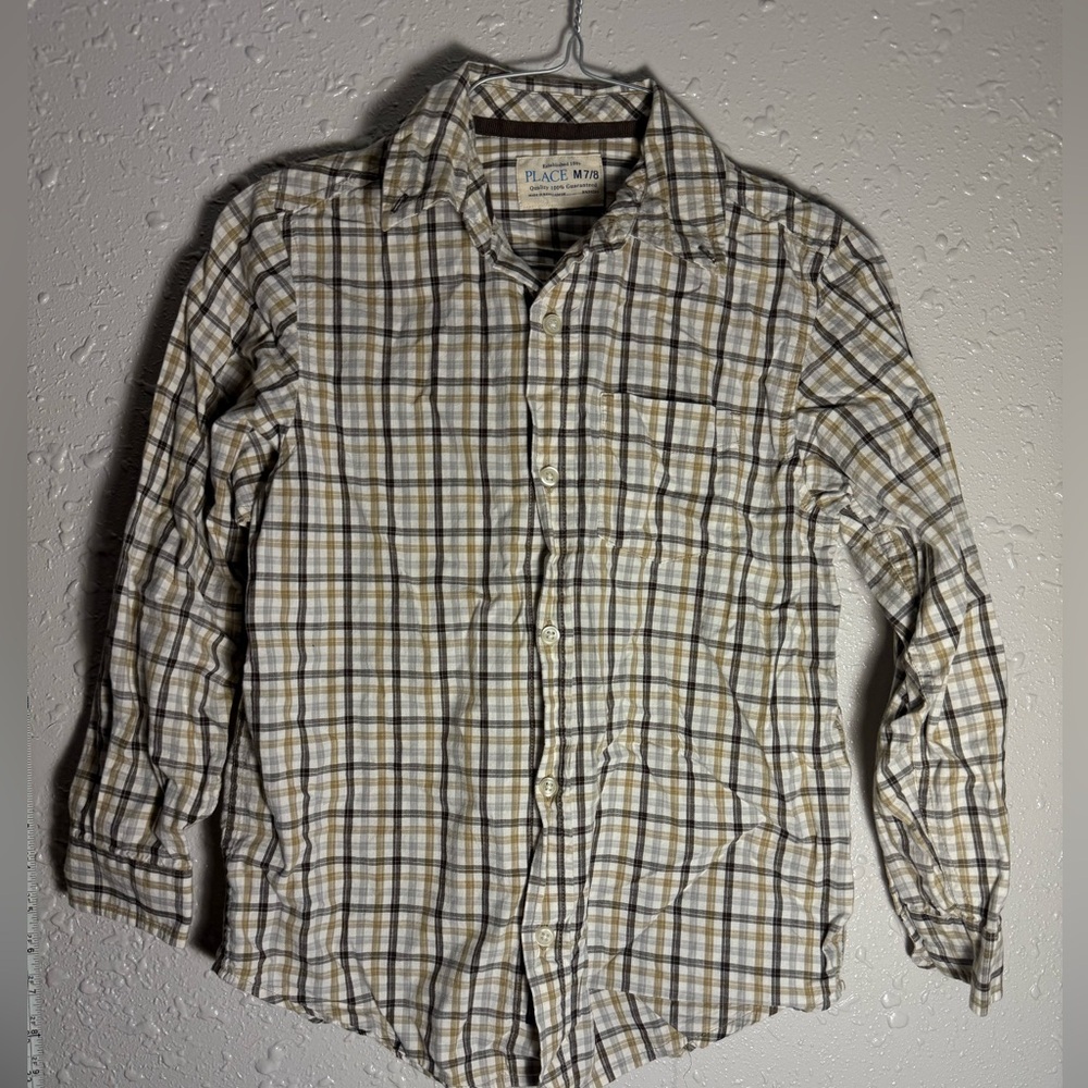 Place Boy's Plaid Shirt - Beige and Gray